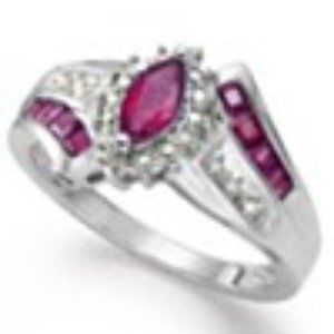 Sterling Silver Ring, Marquise-Cut Ruby